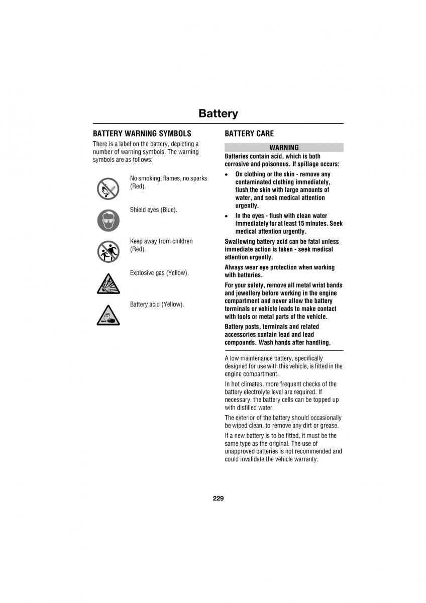 Land Rover Range Rover III 3 L322 owners manual / page 229