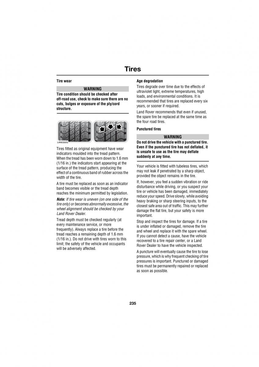 Land Rover Range Rover III 3 L322 owners manual / page 235