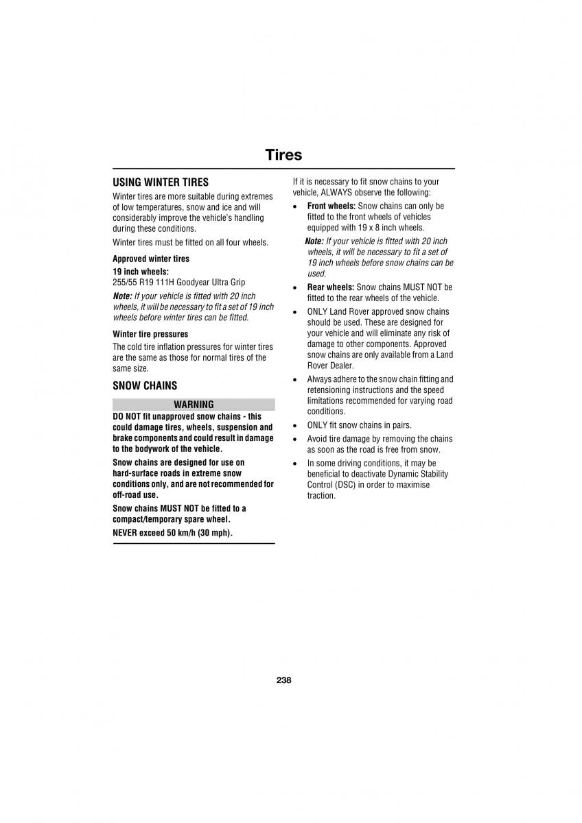 manual  Land Rover Range Rover III 3 L322 owners manual / page 238