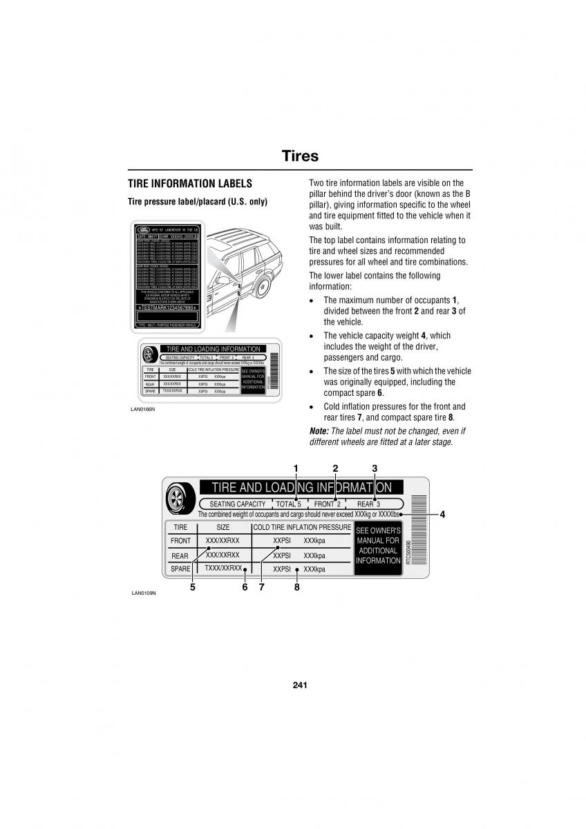 Land Rover Range Rover III 3 L322 owners manual / page 241