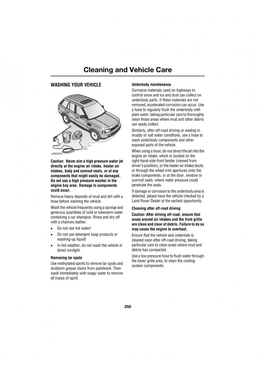 Land Rover Range Rover III 3 L322 owners manual / page 250