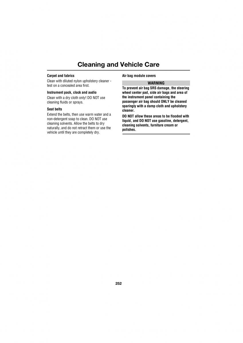 Land Rover Range Rover III 3 L322 owners manual / page 252