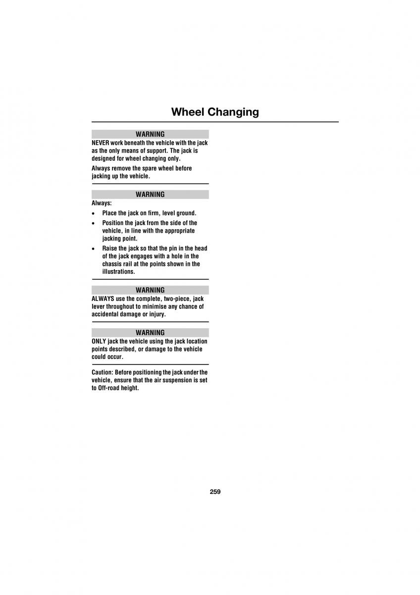 Land Rover Range Rover III 3 L322 owners manual / page 259