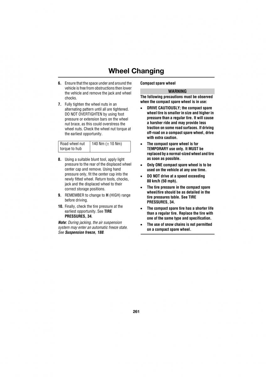 Land Rover Range Rover III 3 L322 owners manual / page 261