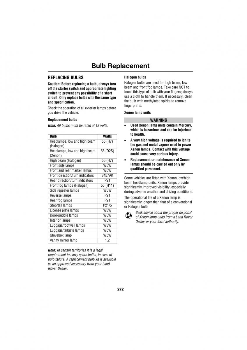 manual  Land Rover Range Rover III 3 L322 owners manual / page 272