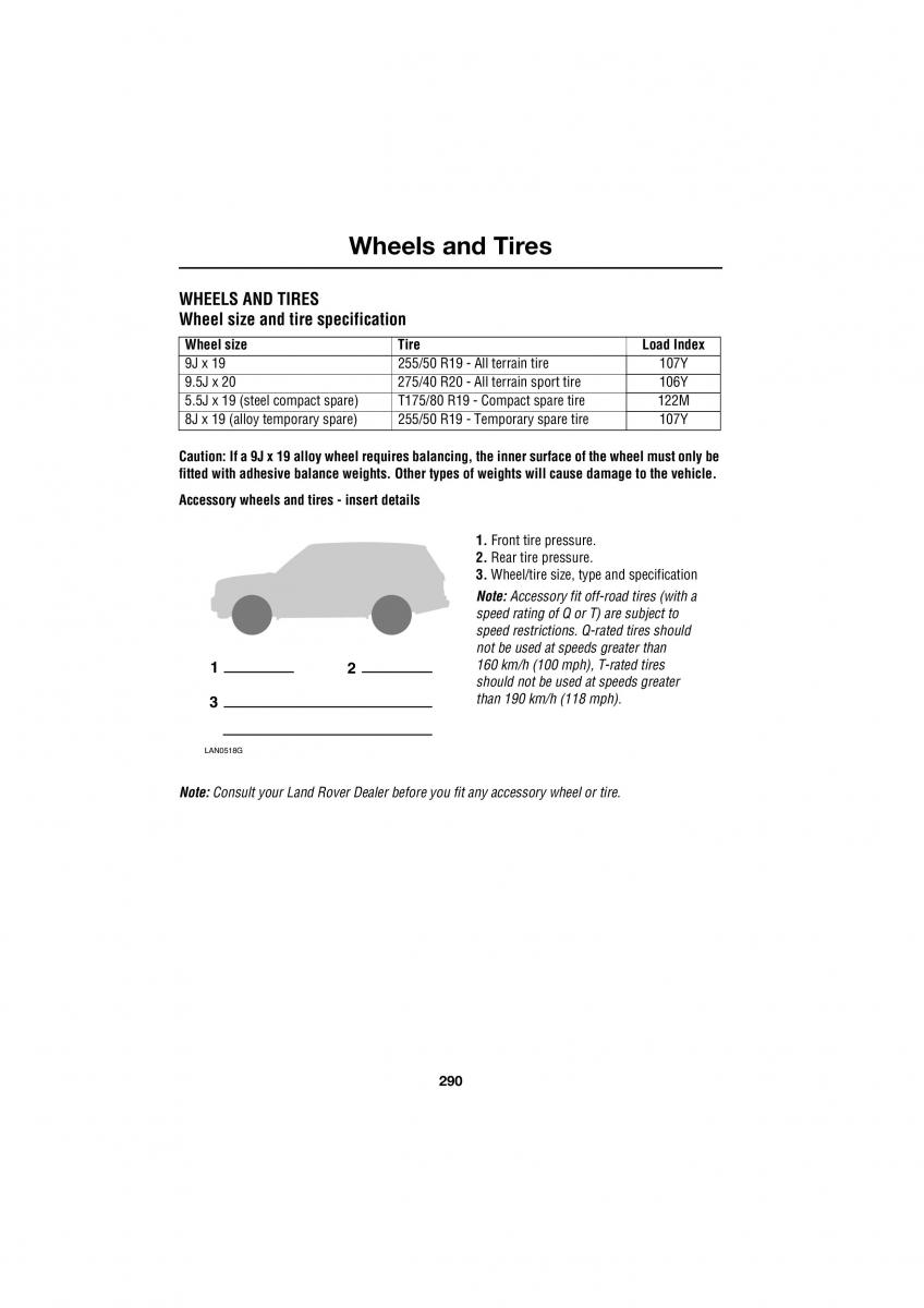 Land Rover Range Rover III 3 L322 owners manual / page 290