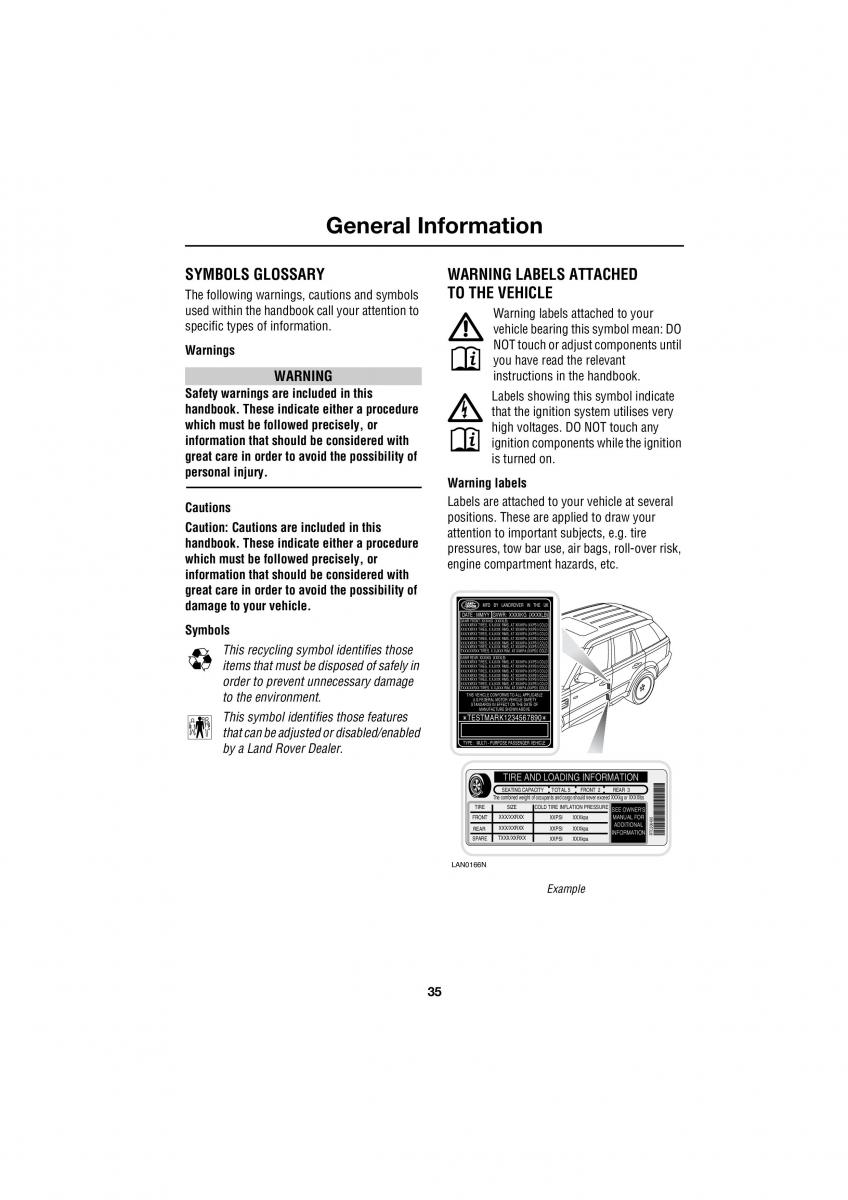 manual  Land Rover Range Rover III 3 L322 owners manual / page 35