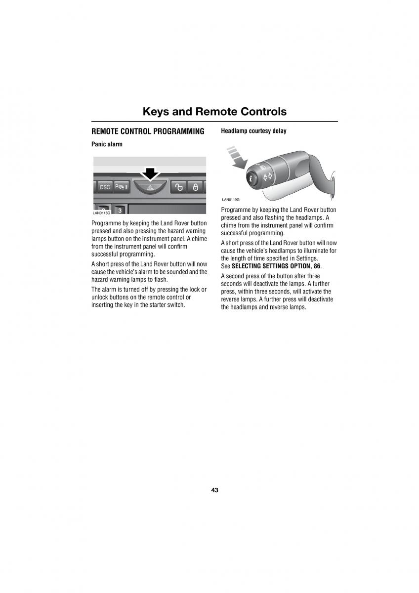 manual  Land Rover Range Rover III 3 L322 owners manual / page 43