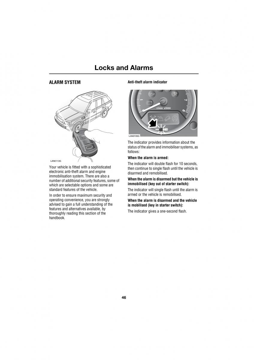 manual  Land Rover Range Rover III 3 L322 owners manual / page 46