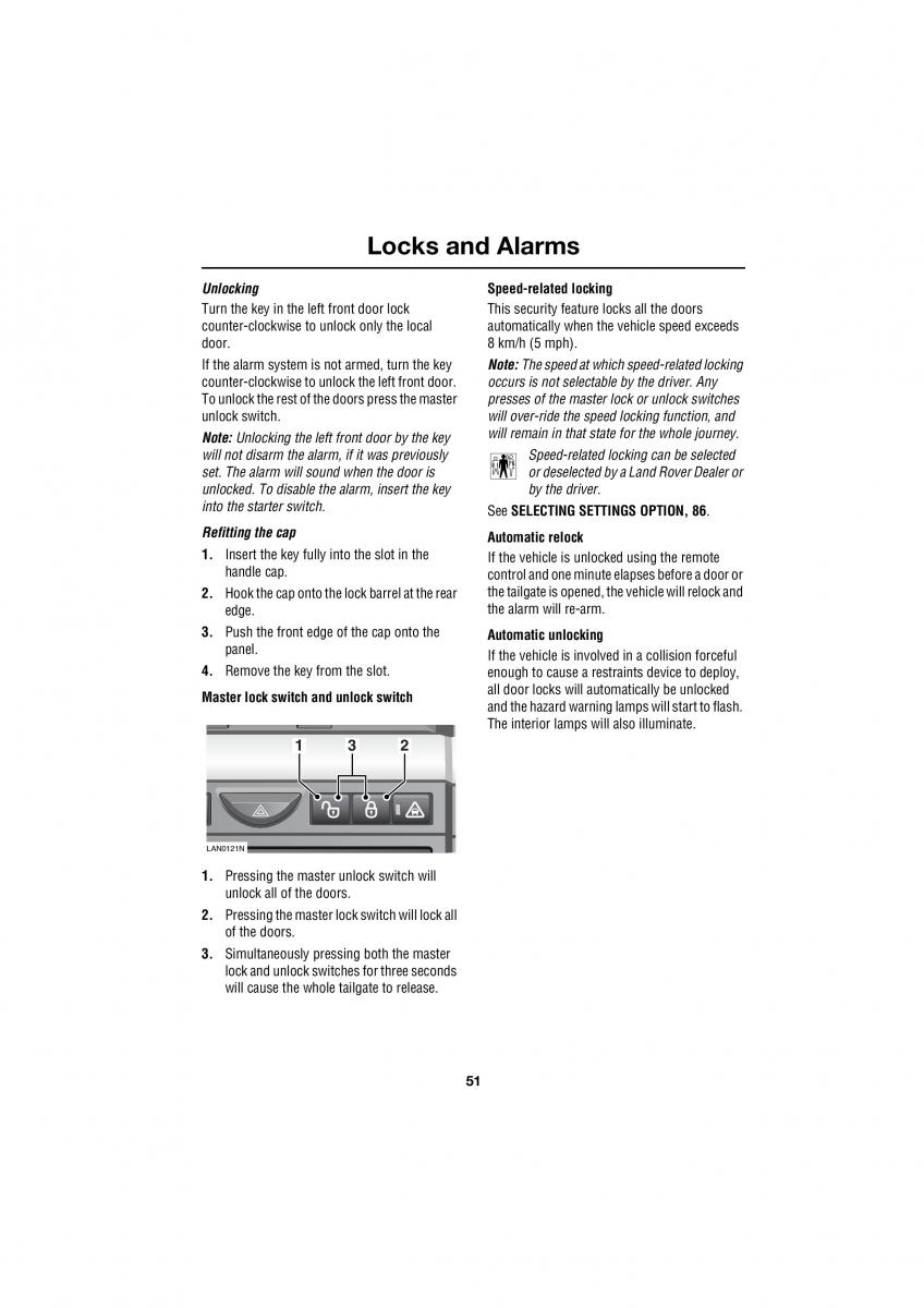 manual  Land Rover Range Rover III 3 L322 owners manual / page 51