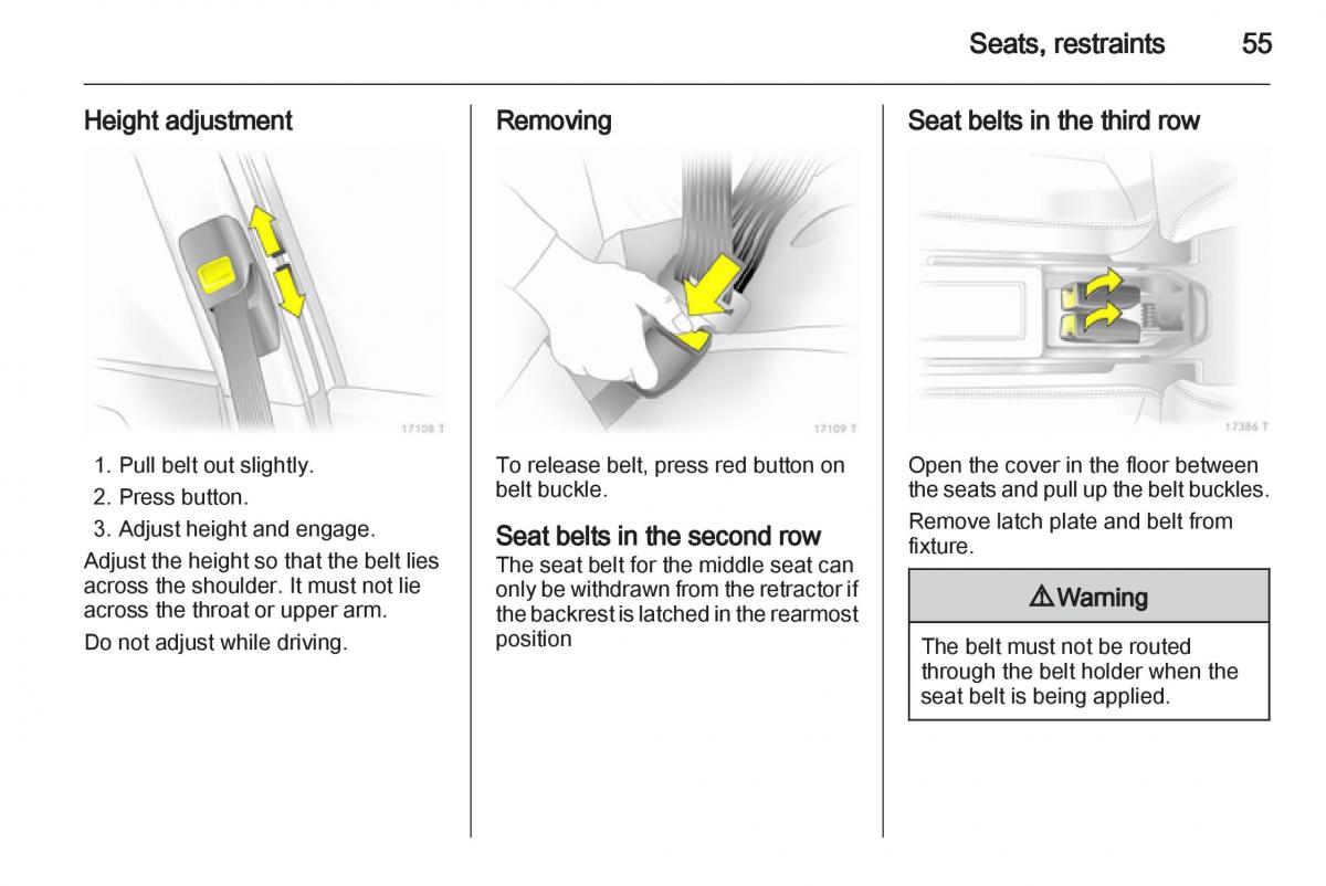 Opel Zafira B owners manual / page 55