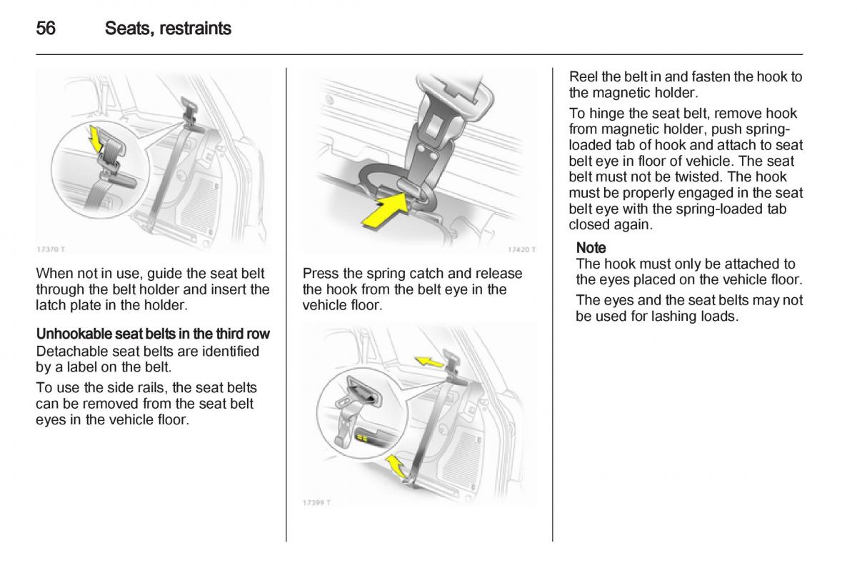 Opel Zafira B owners manual / page 56