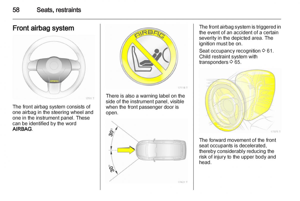 Opel Zafira B owners manual / page 58