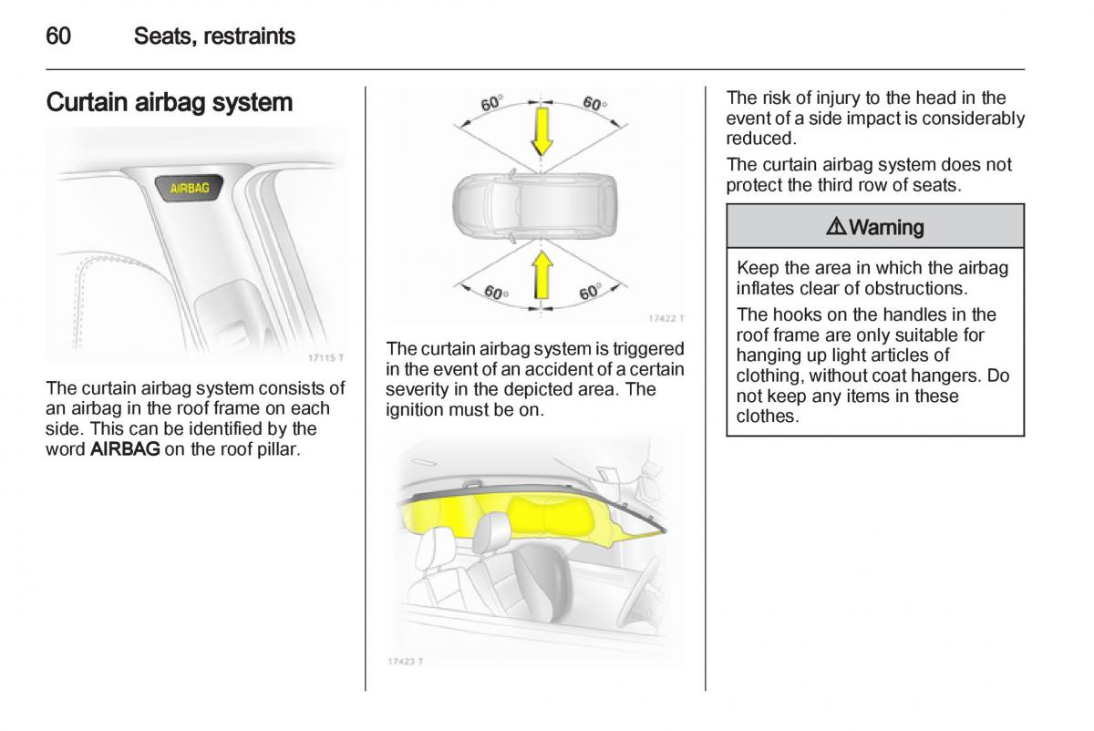 Opel Zafira B owners manual / page 60