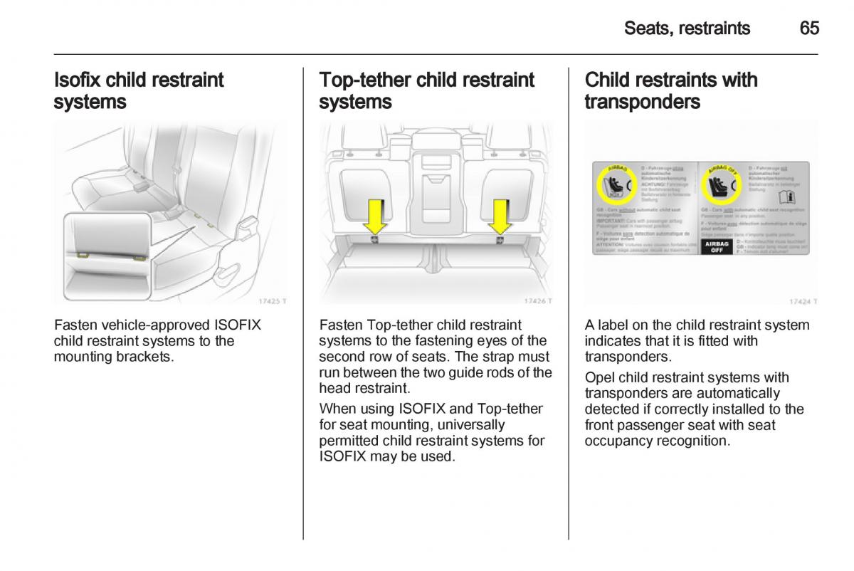 Opel Zafira B owners manual / page 65