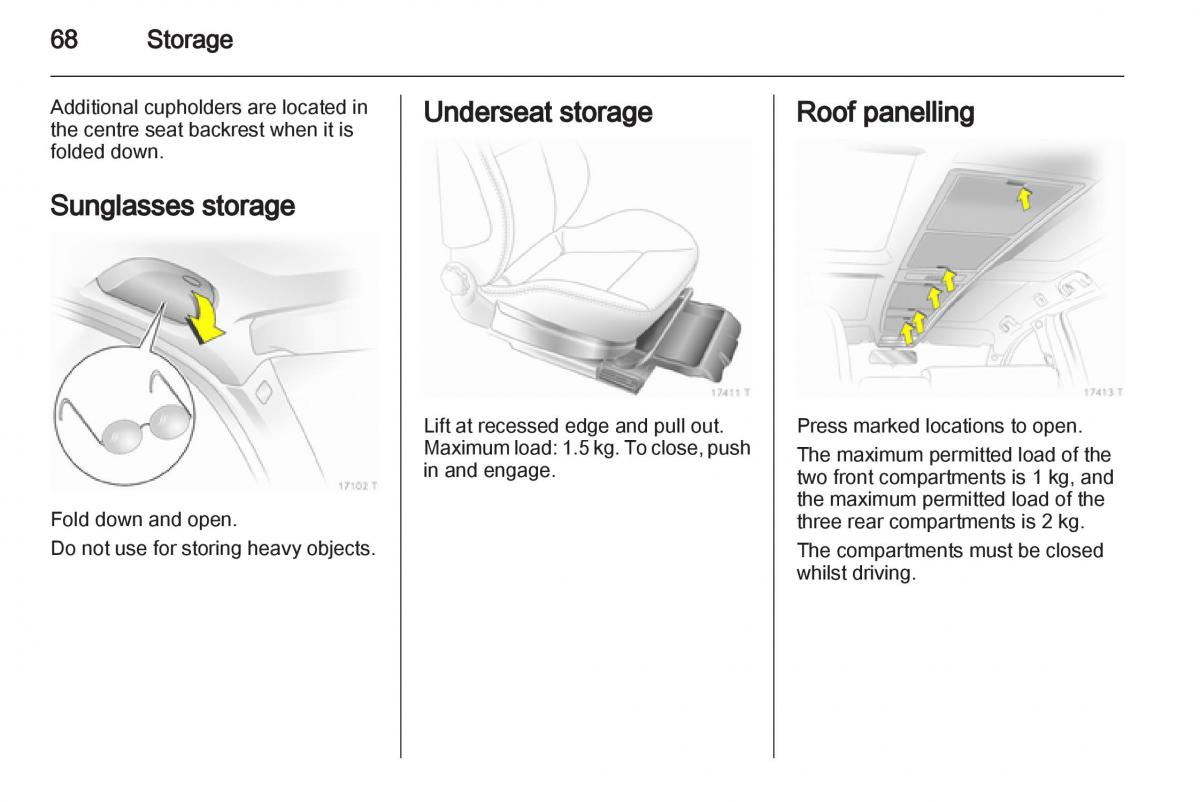 Opel Zafira B owners manual / page 68