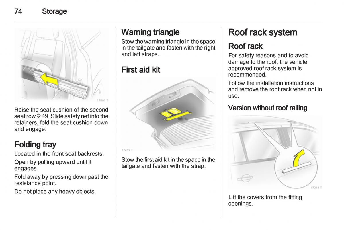 Opel Zafira B owners manual / page 74