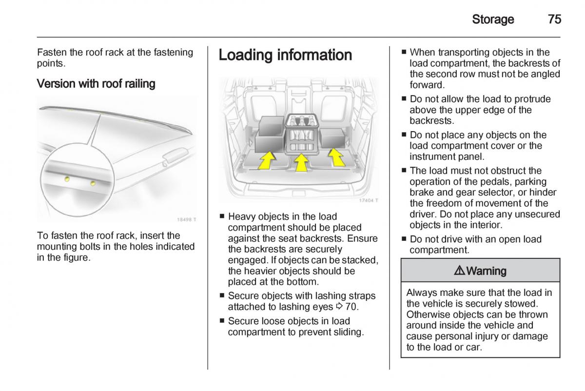 Opel Zafira B owners manual / page 75