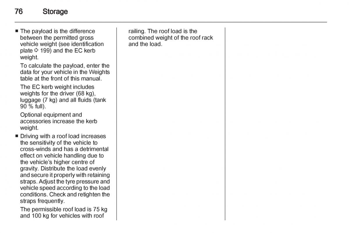 Opel Zafira B owners manual / page 76