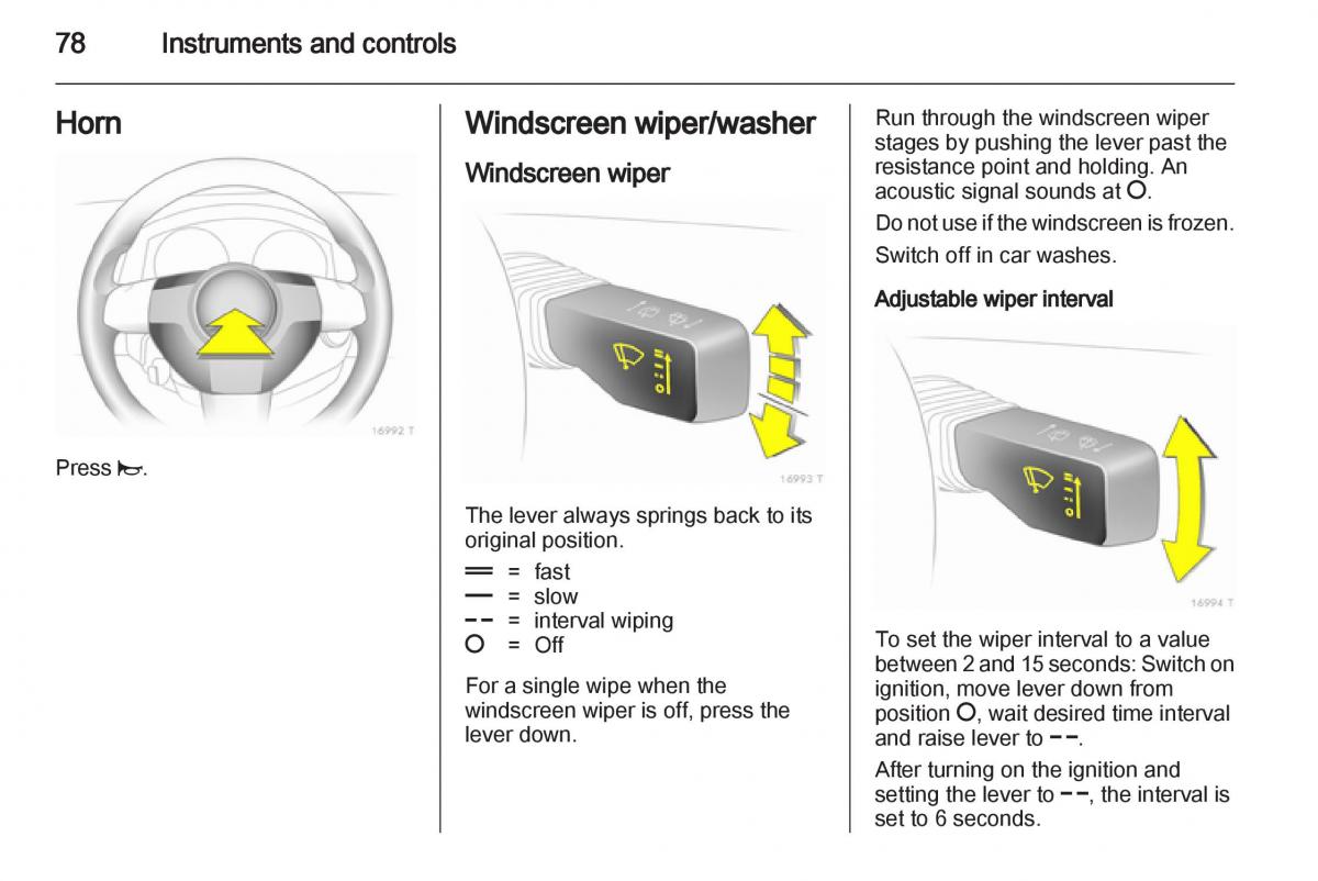 Opel Zafira B owners manual / page 78