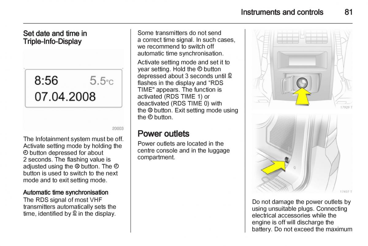 Opel Zafira B owners manual / page 81