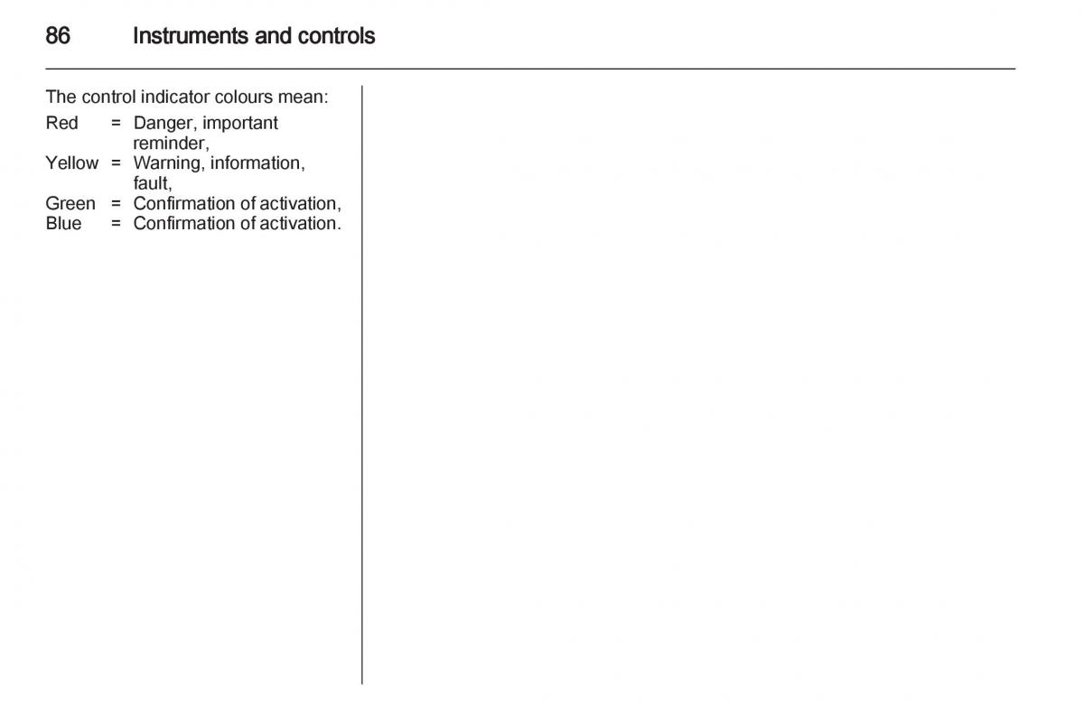 Opel Zafira B owners manual / page 86