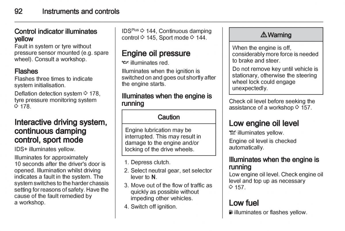 Opel Zafira B owners manual / page 92