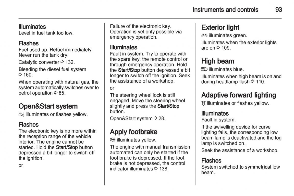 Opel Zafira B owners manual / page 93