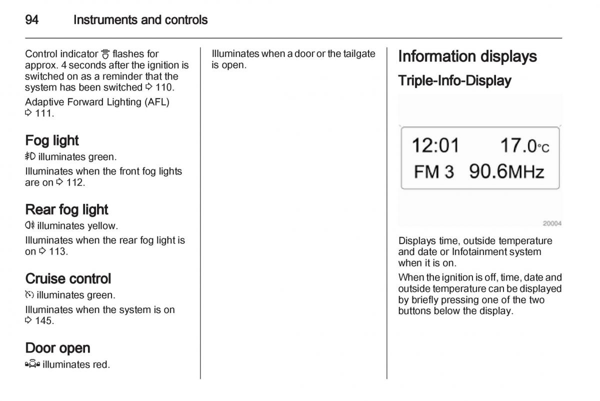 Opel Zafira B owners manual / page 94