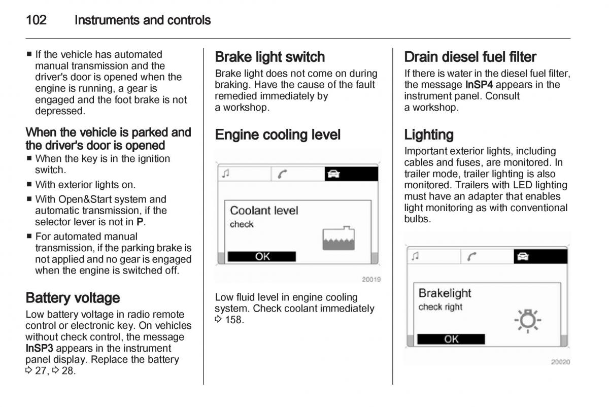 Opel Zafira B owners manual / page 102