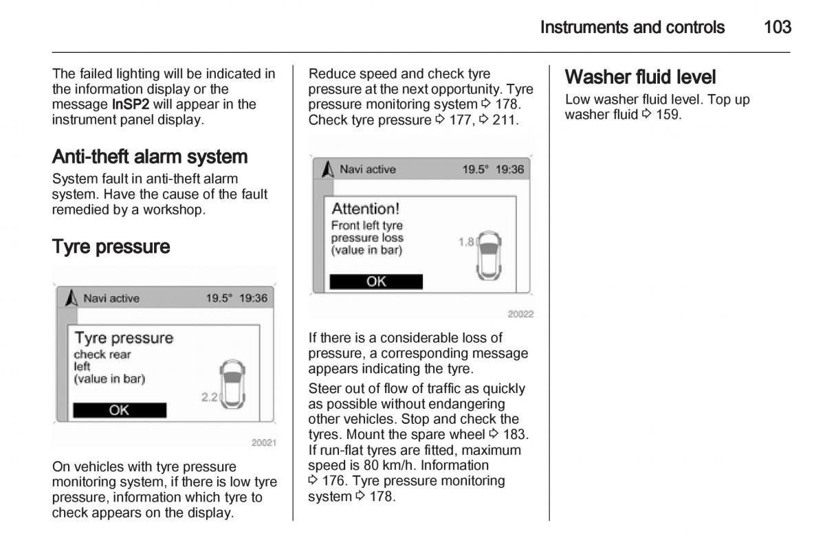 Opel Zafira B owners manual / page 103