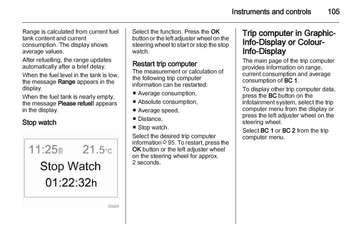 Opel Zafira B owners manual / page 105