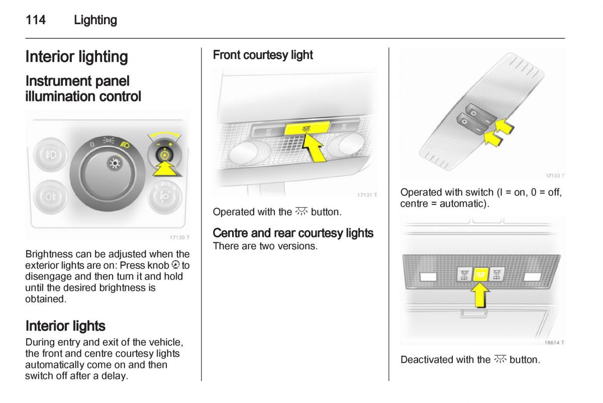 Opel Zafira B owners manual / page 114