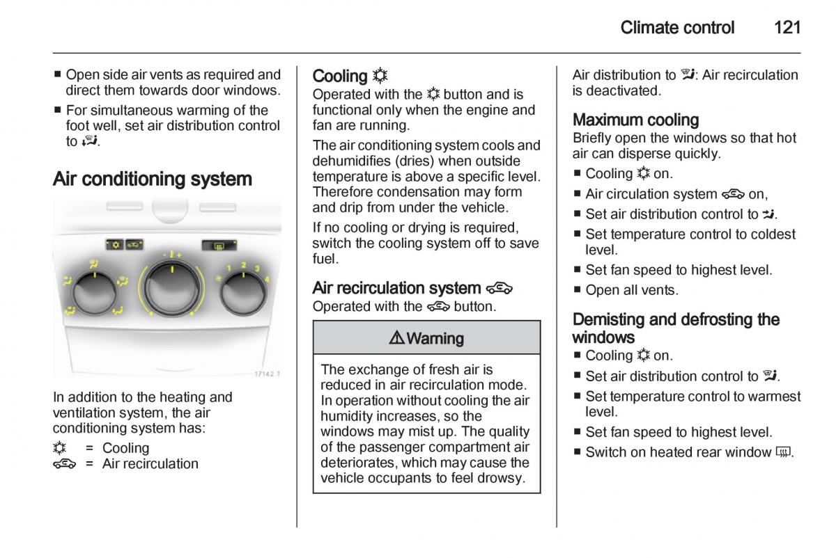 Opel Zafira B owners manual / page 121