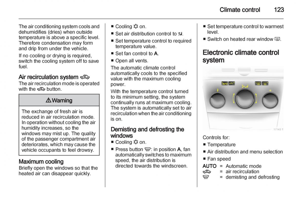 Opel Zafira B owners manual / page 123