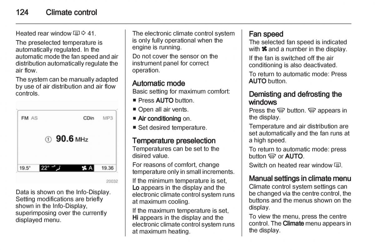 Opel Zafira B owners manual / page 124