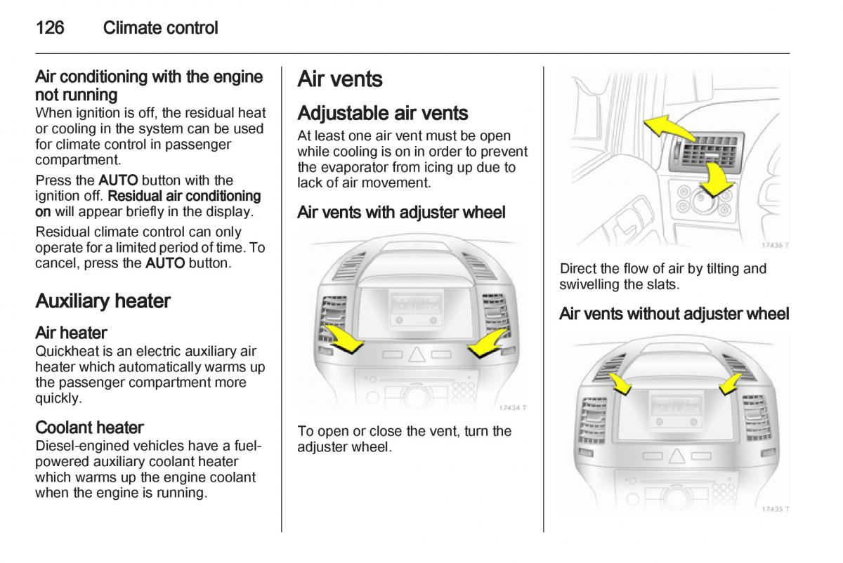 Opel Zafira B owners manual / page 126