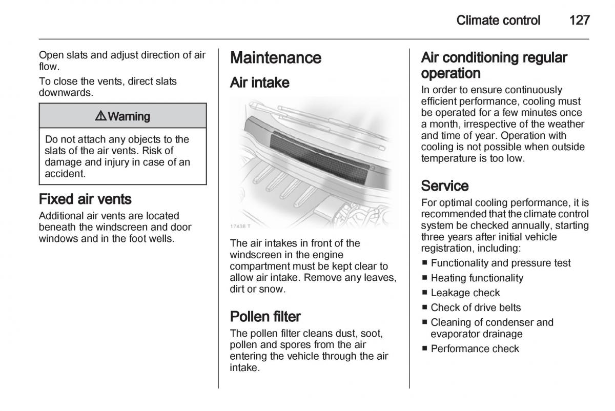 Opel Zafira B owners manual / page 127