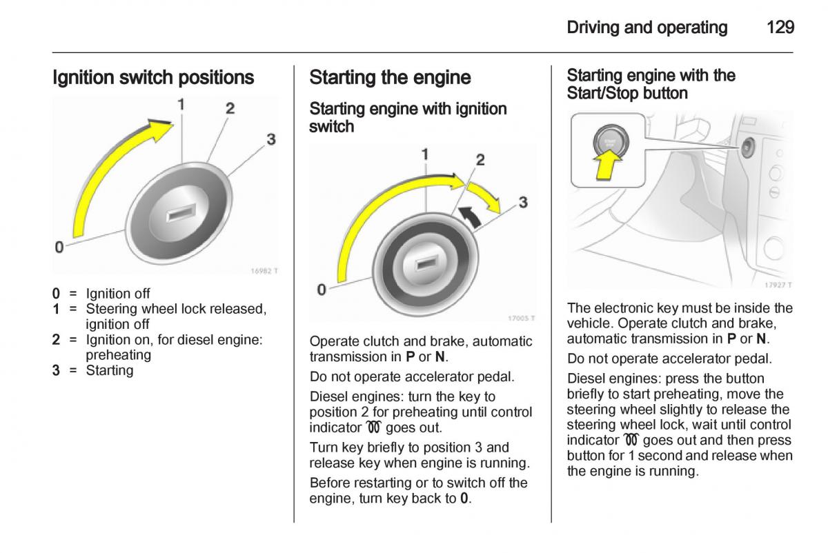 Opel Zafira B owners manual / page 129