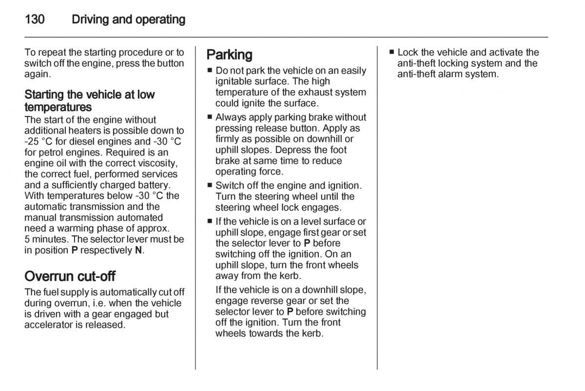 Opel Zafira B owners manual / page 130