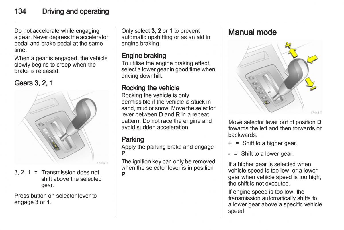 Opel Zafira B owners manual / page 134