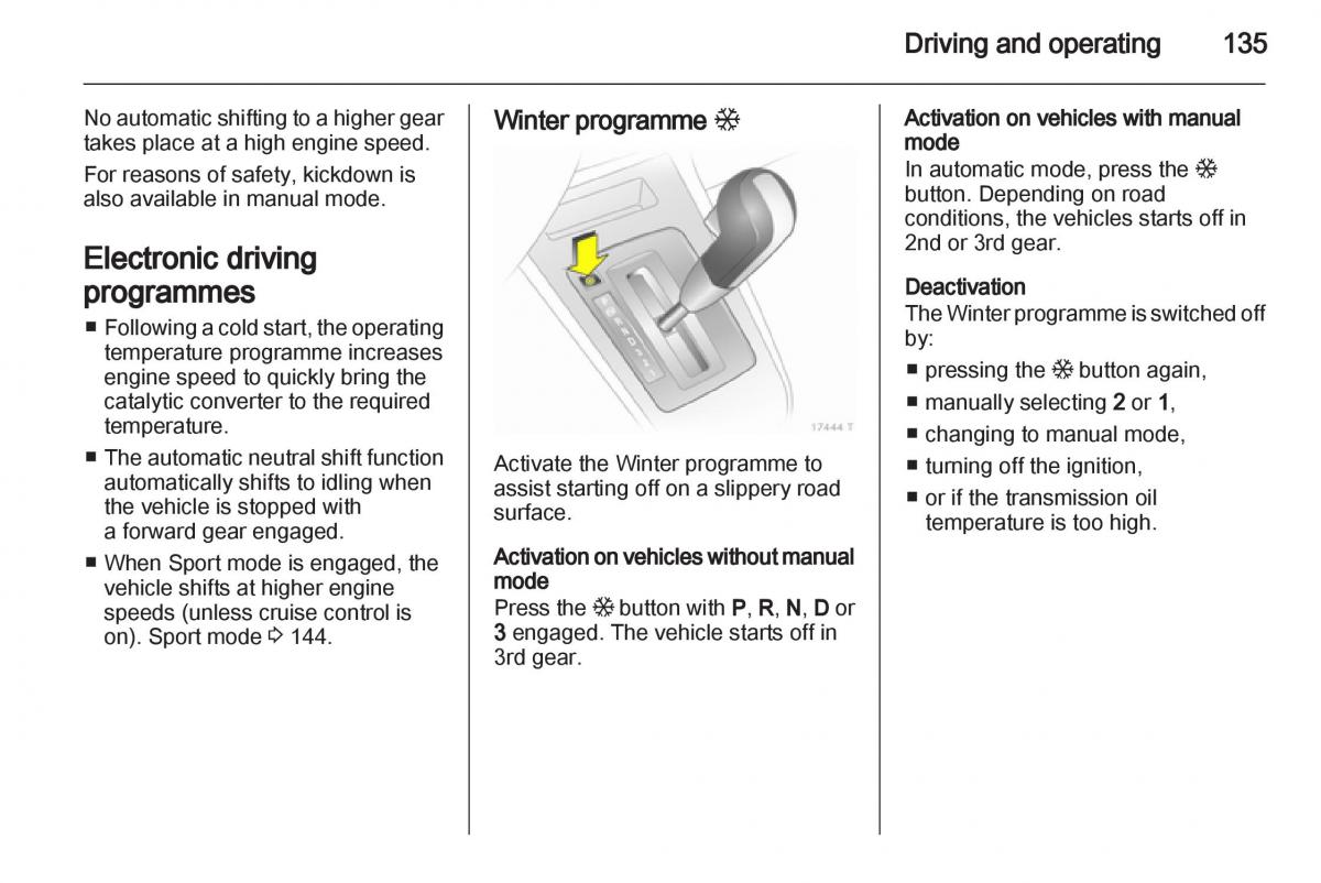 Opel Zafira B owners manual / page 135