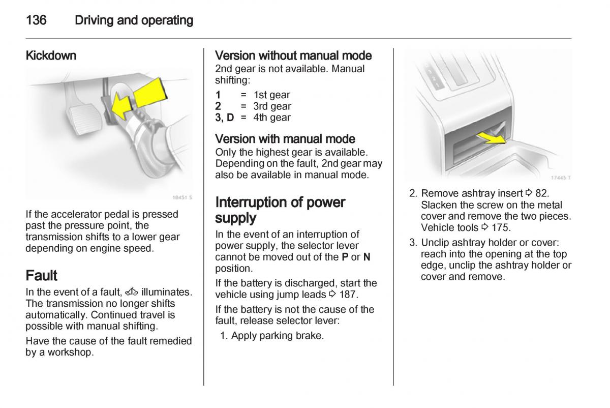 Opel Zafira B owners manual / page 136