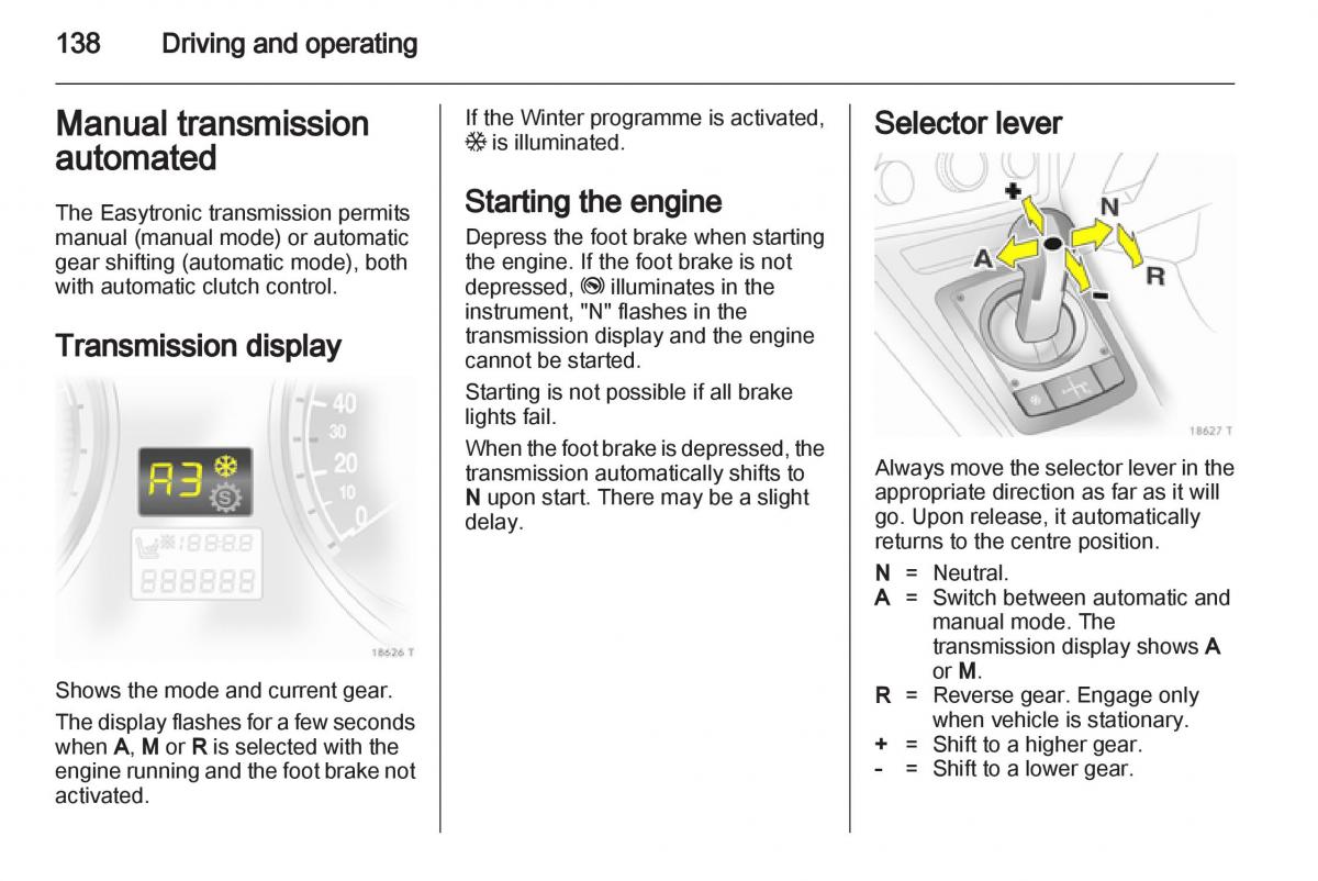 Opel Zafira B owners manual / page 138