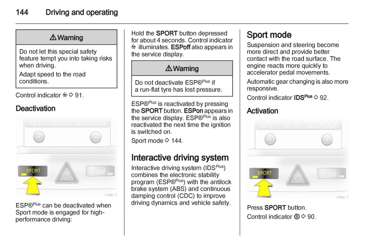 Opel Zafira B owners manual / page 144