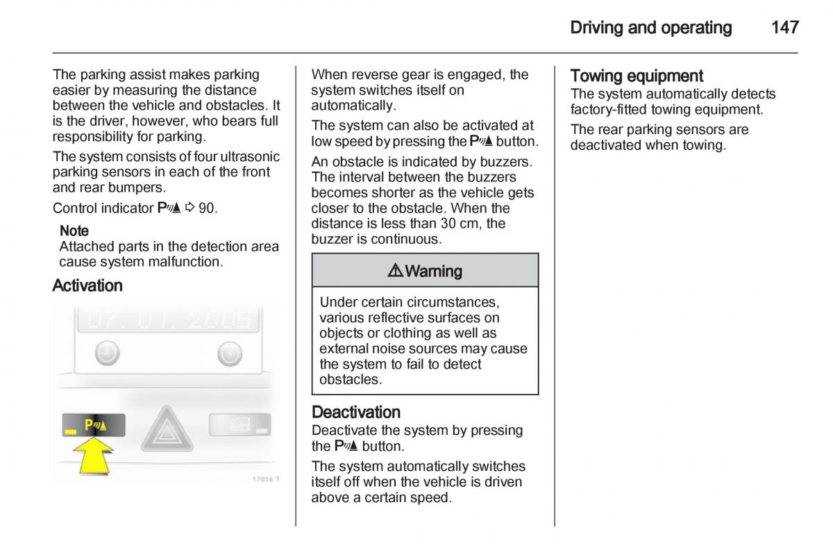 Opel Zafira B owners manual / page 147