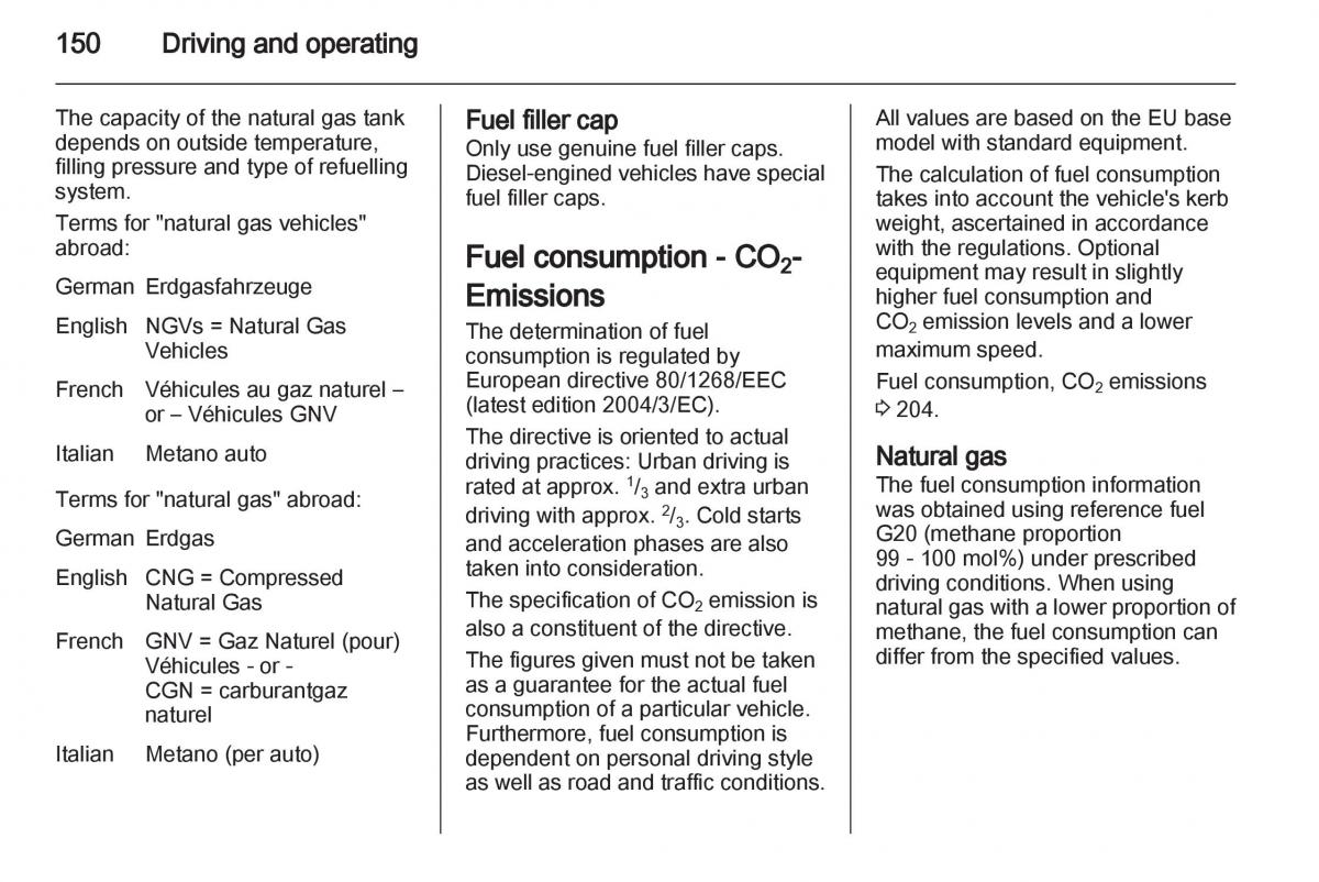 Opel Zafira B owners manual / page 150