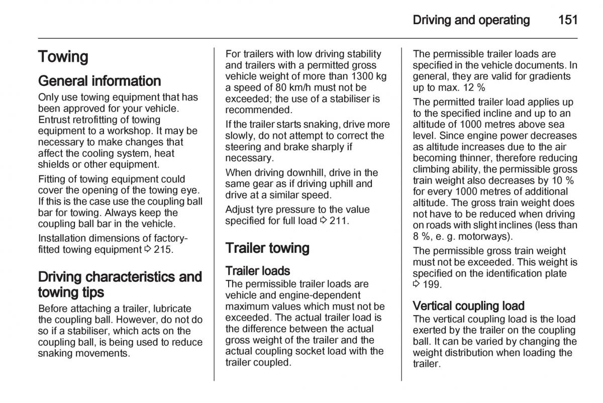 Opel Zafira B owners manual / page 151