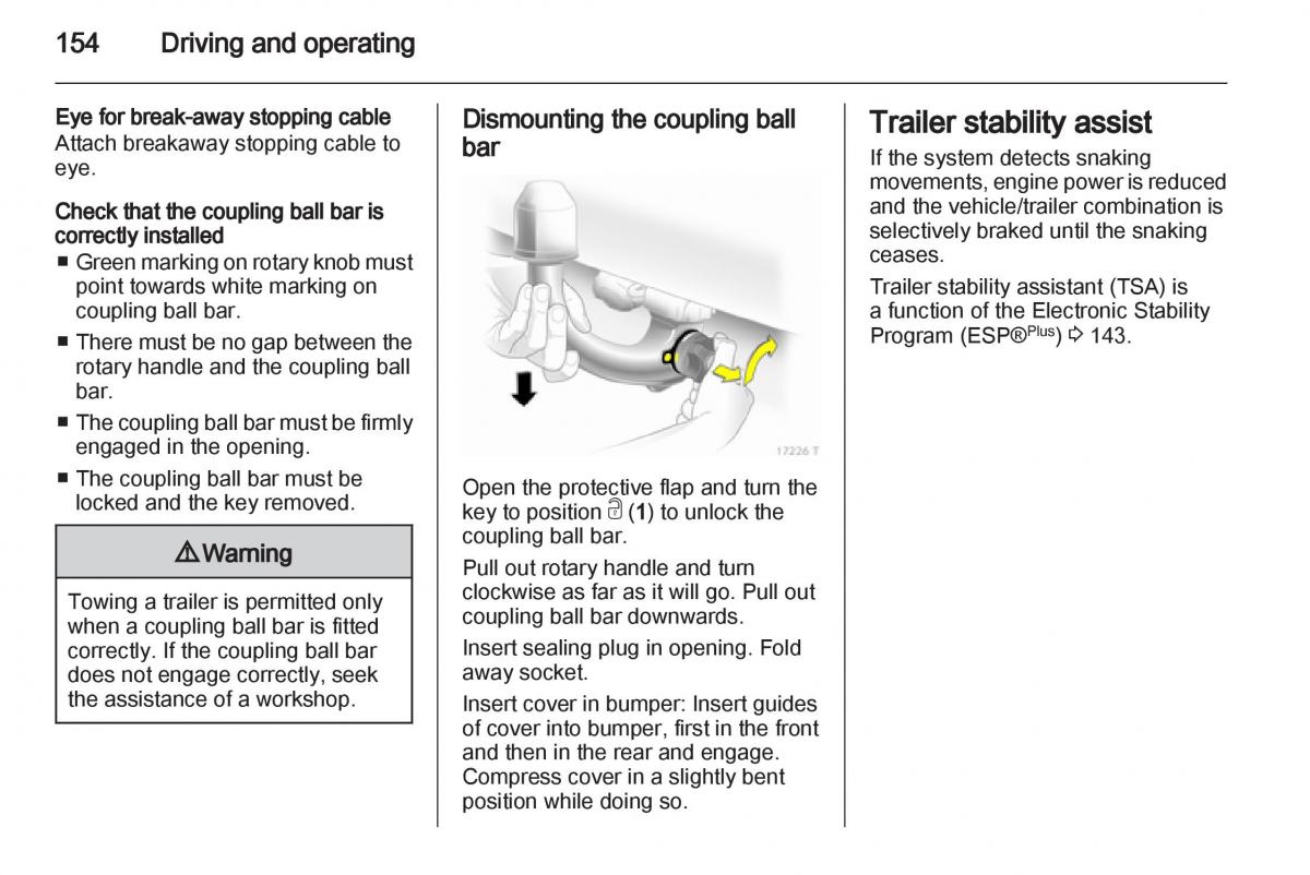 Opel Zafira B owners manual / page 154