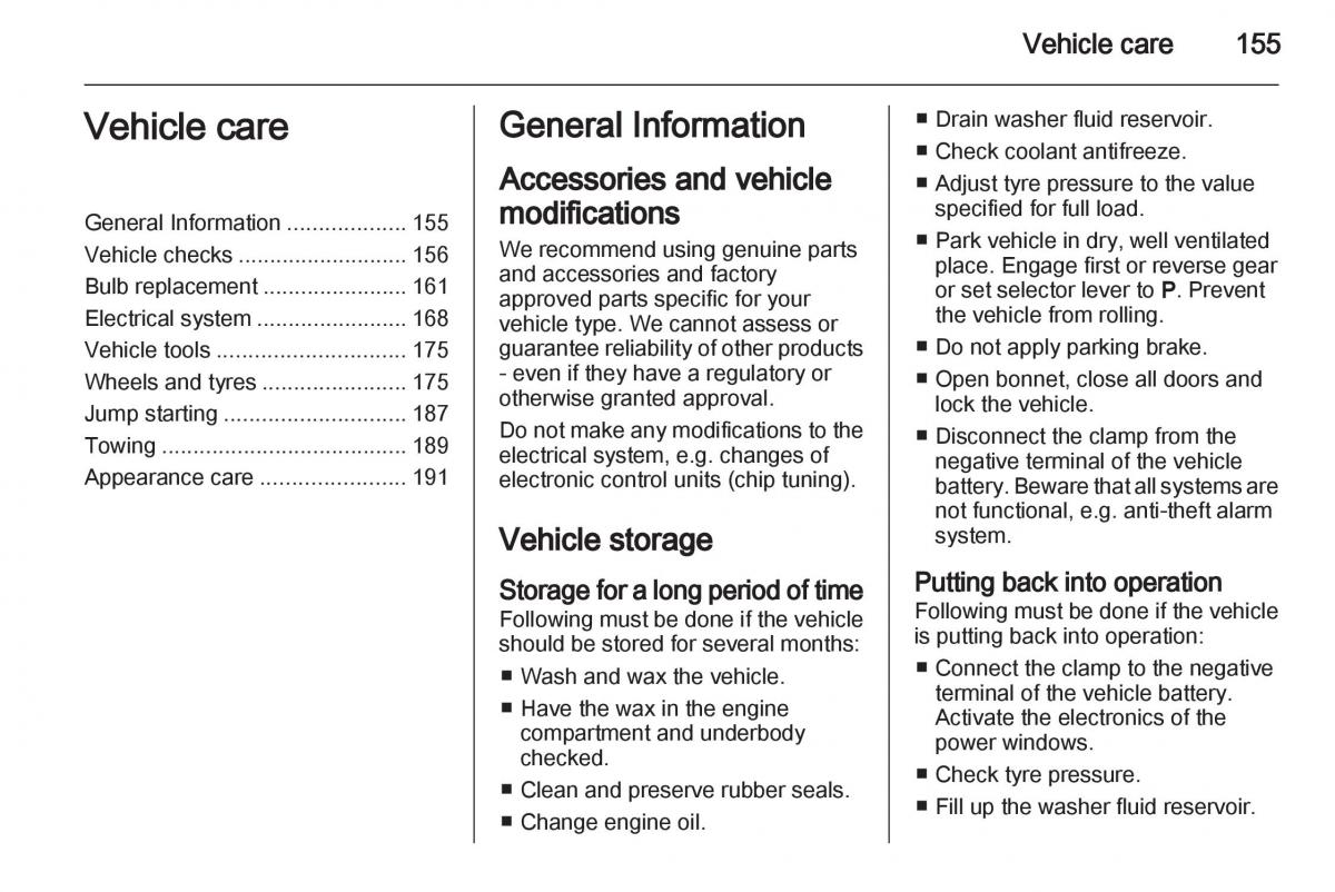 Opel Zafira B owners manual / page 155